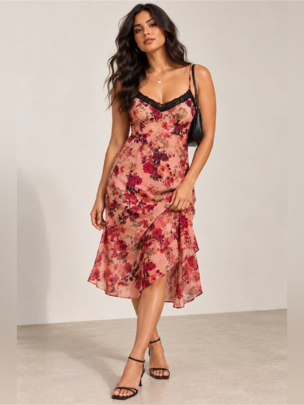 Torrid Floral Lace-Trim Maxi Dress – Size 1 (14–16 / 1X)